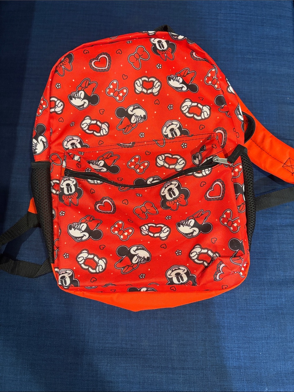 Red Character Print Kids Backpack with Heart Accents